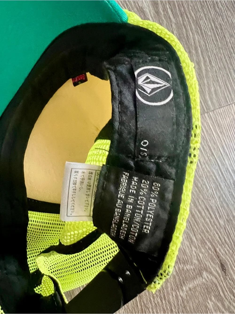 Volcom Neon Yellow Mesh Trucker Hat with Teal Green Bill